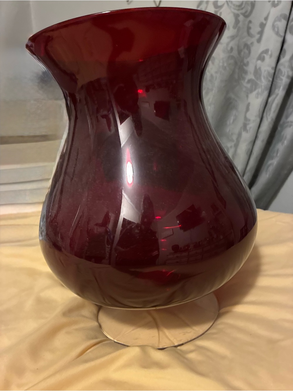 PartyLite Deep Red Glass Decorative Vase